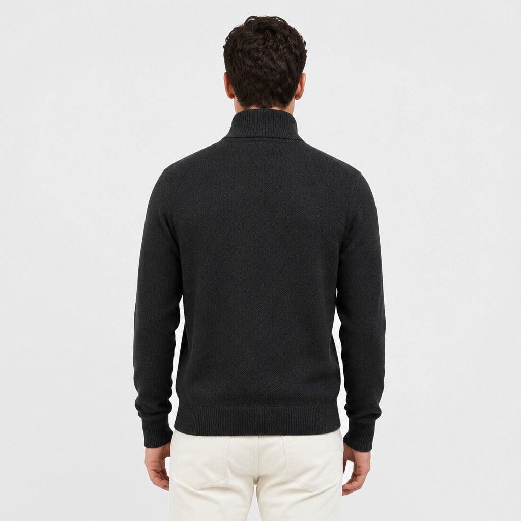 Men’s Slim Fit Wool Blend Half-Zip Jumper Black back