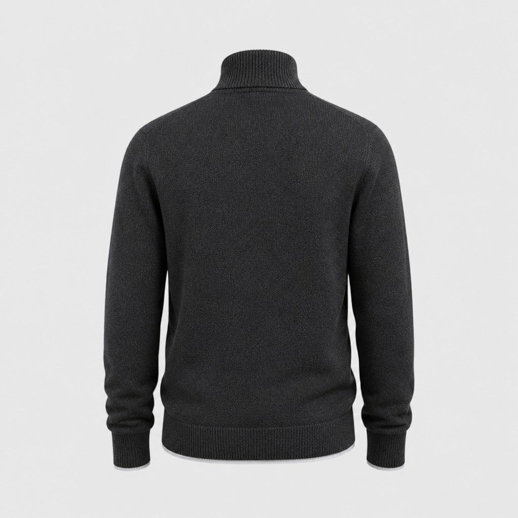 Men’s Slim Fit Wool Blend Half-Zip Jumper Black product back