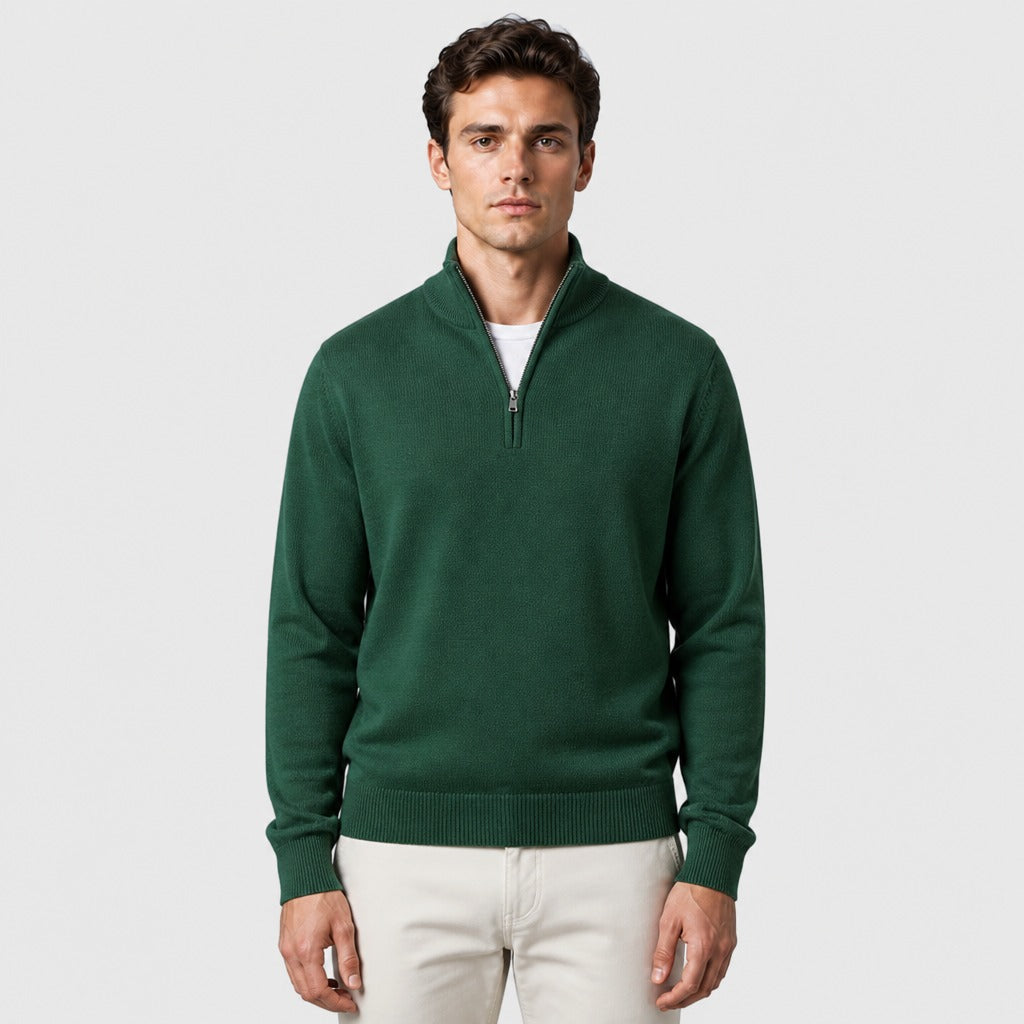 Men’s Slim Fit Wool Blend Half-Zip Jumper Green