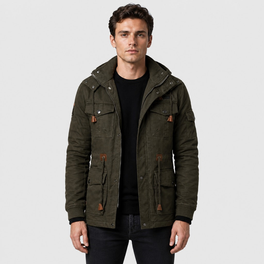 Men’s Slim Fit Zip Jacket with Ribbed Cuffs Green front