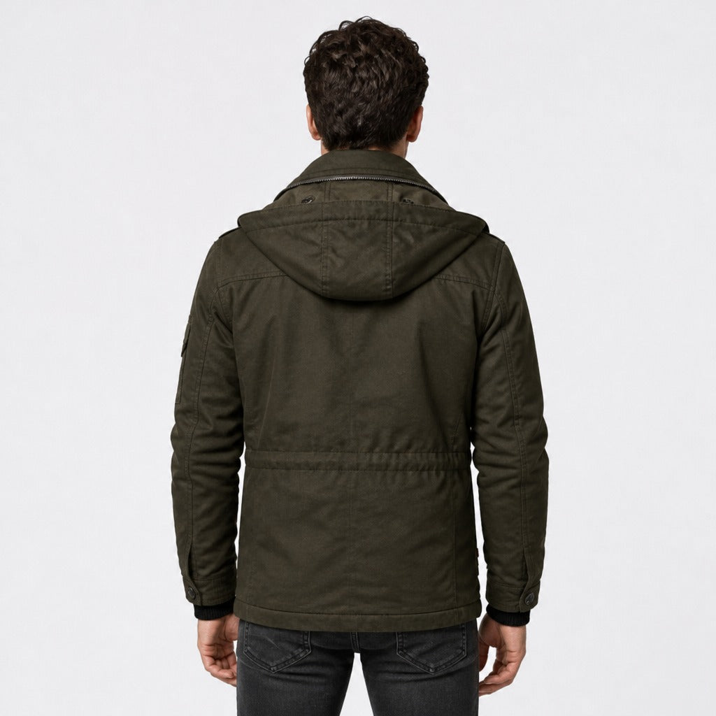 Men’s Slim Fit Zip Jacket with Ribbed Cuffs Green back