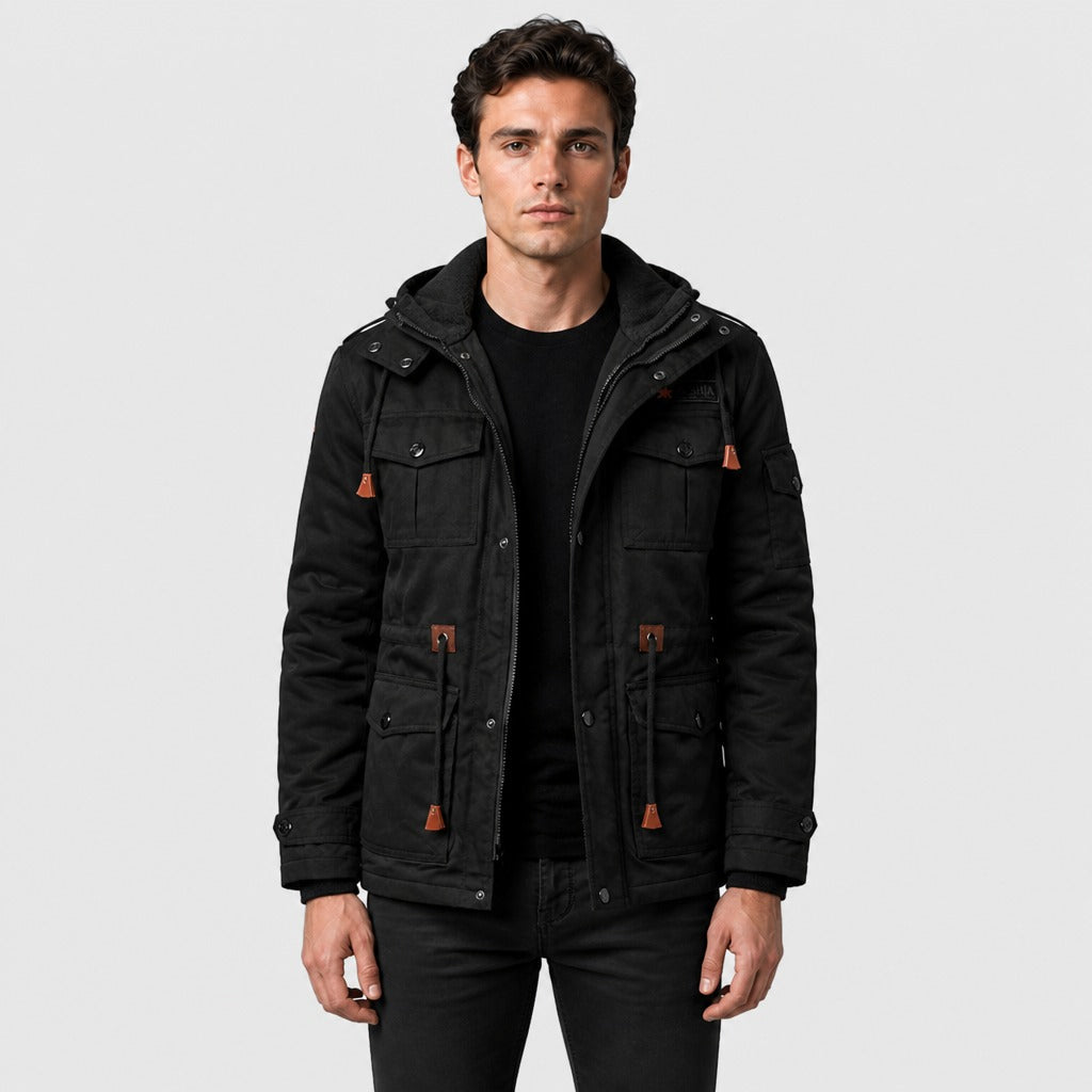 Men’s Slim Fit Zip Jacket with Ribbed Cuffs Black