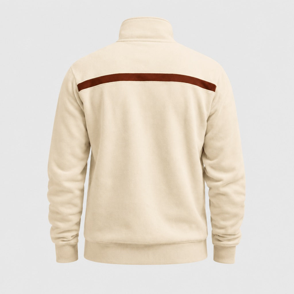Men’s Slim Fit Zip-Up Fleece Sweatshirt Beige product back