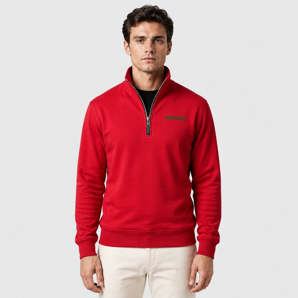 Men’s Slim Fit Zip-Up Fleece Sweatshirt Red