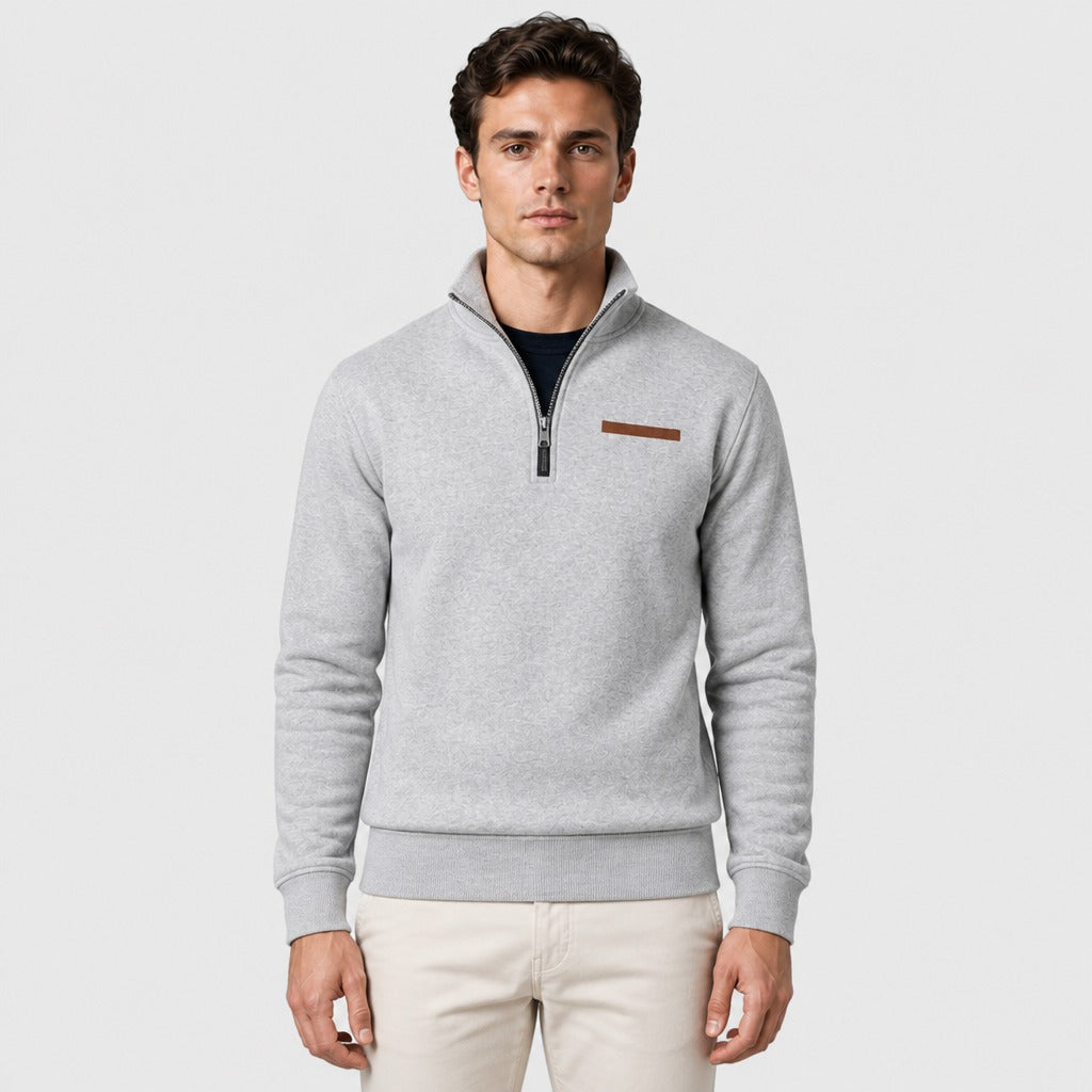 Men’s Slim Fit Zip-Up Fleece Sweatshirt Grey