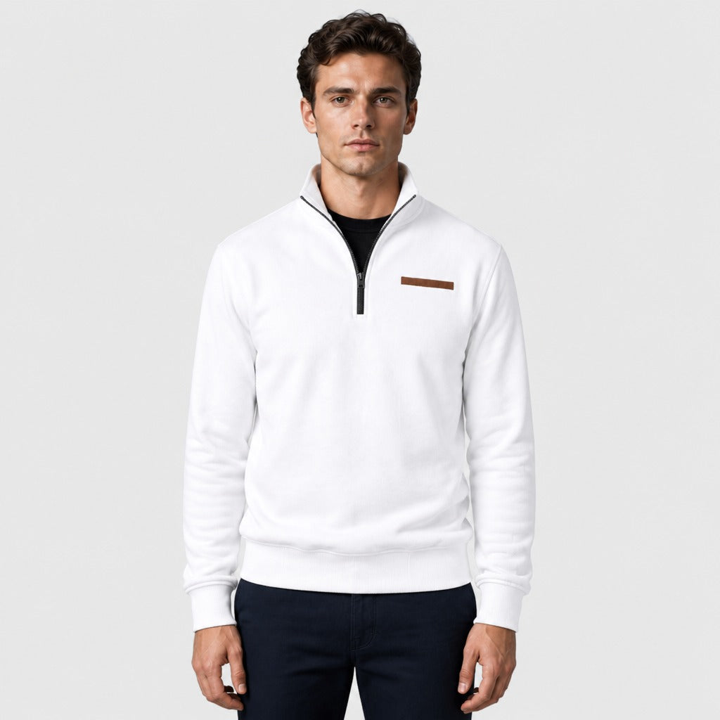 Men’s Slim Fit Zip-Up Fleece Sweatshirt White
