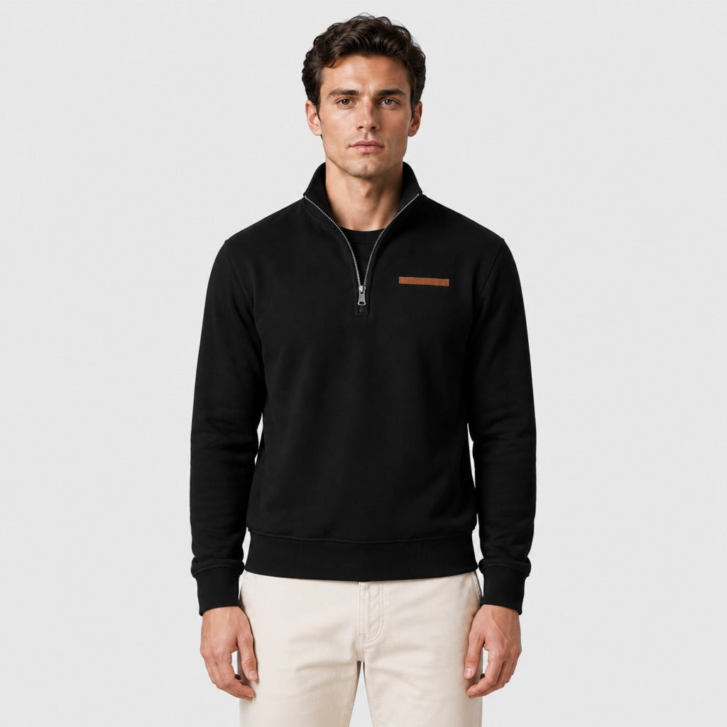 Men’s Slim Fit Zip-Up Fleece Sweatshirt Black