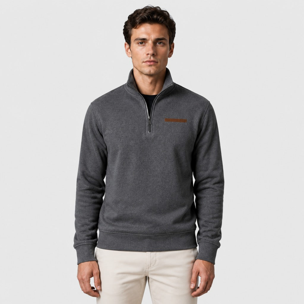 Men’s Slim Fit Zip-Up Fleece Sweatshirt Dark Grey