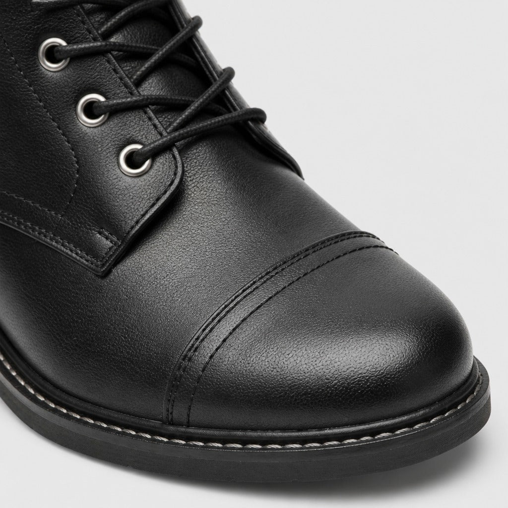 Men’s Split Leather Ankle Boots with Mid Heel detail