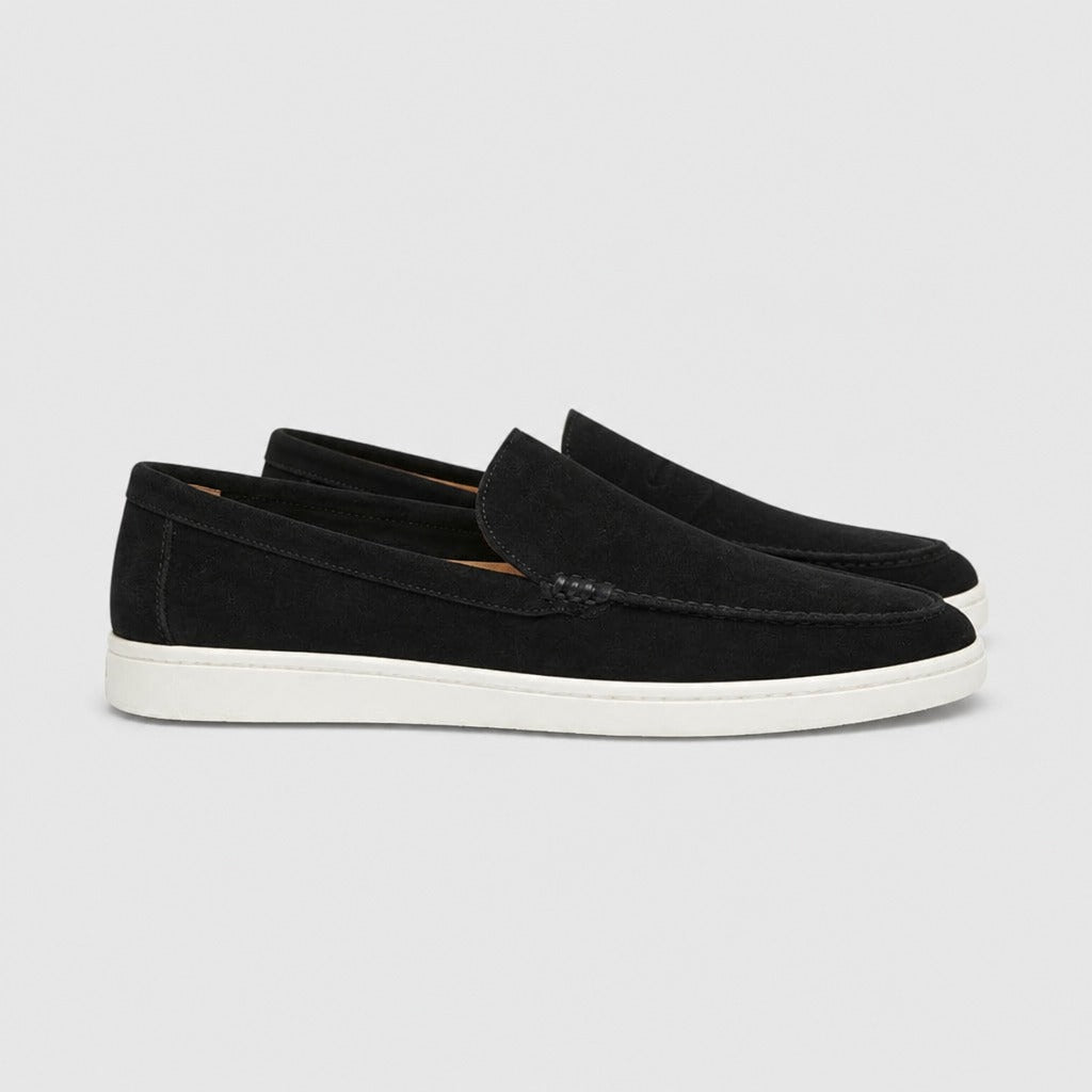 Men’s Split Leather Comfort Loafers Black side view