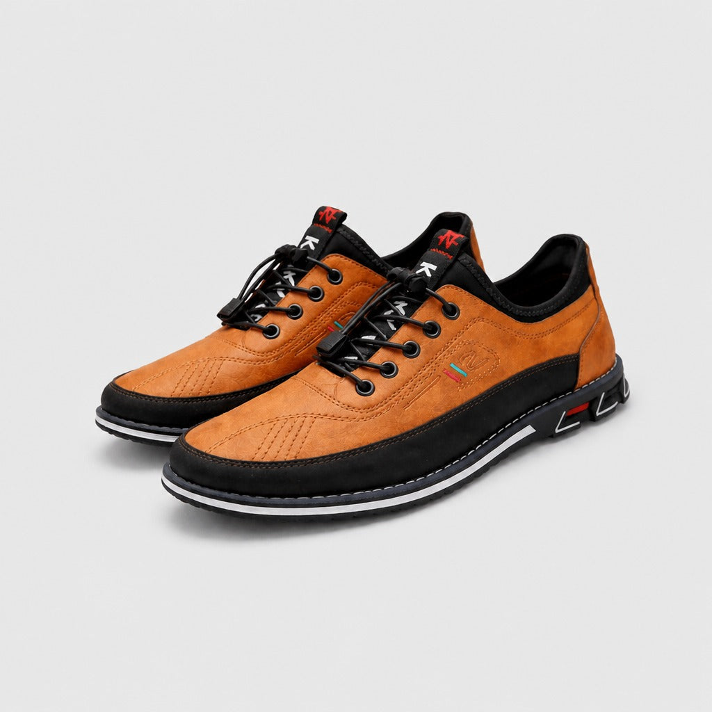 Men’s Split Leather Lace-Up Shoes Caramel pair