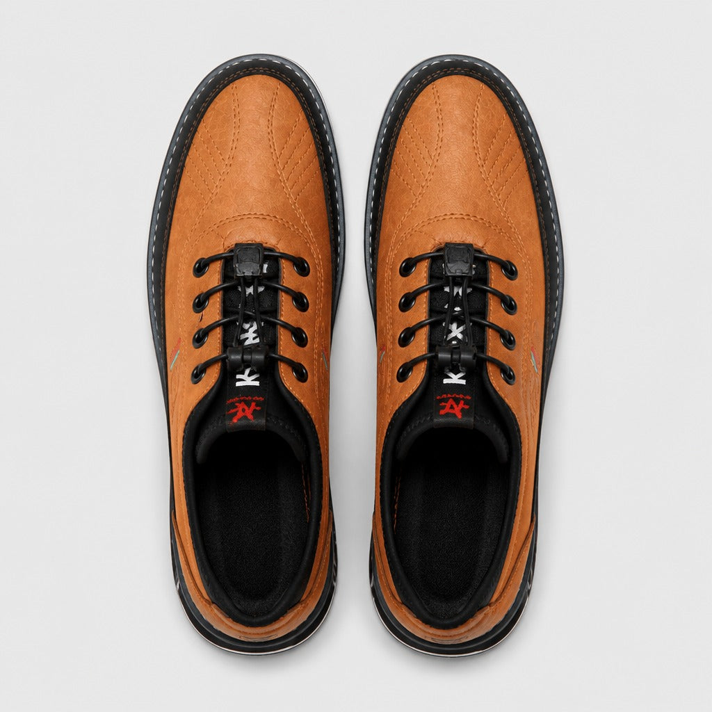 Men’s Split Leather Lace-Up Shoes Caramel top view
