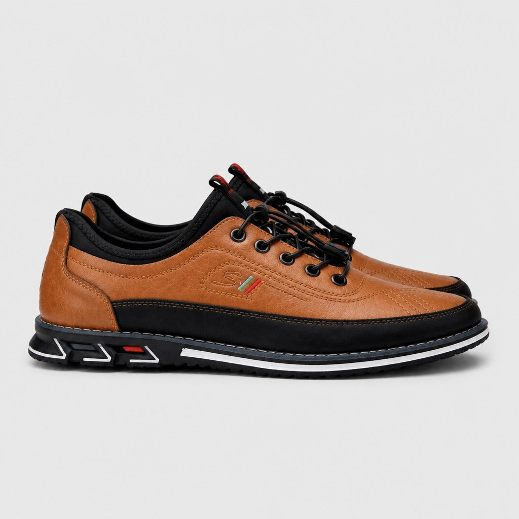 Men’s Split Leather Lace-Up Shoes Caramel side view