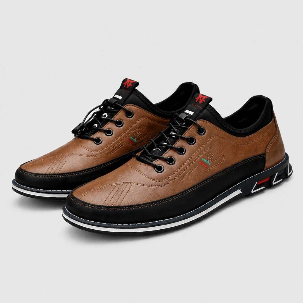 Men’s Split Leather Lace-Up Shoes Dark Brown