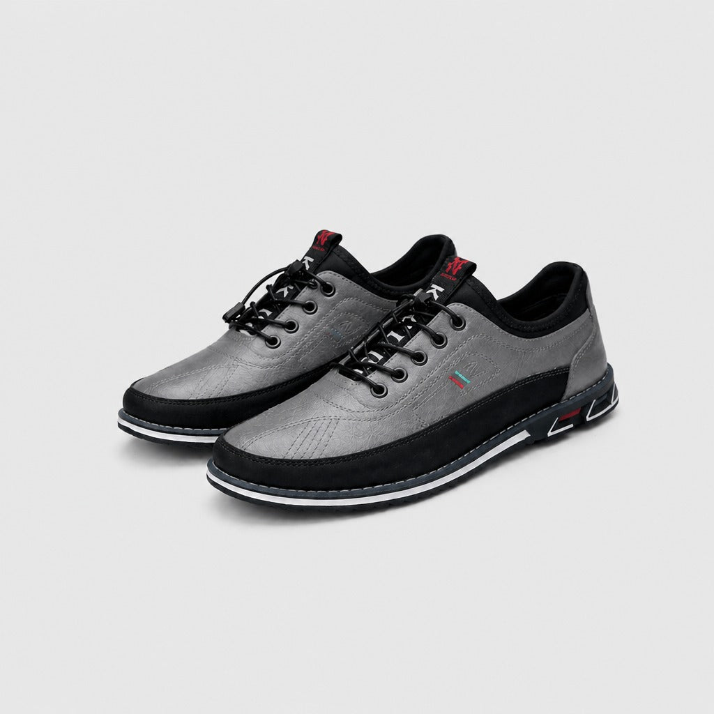 Men’s Split Leather Lace-Up Shoes Grey
