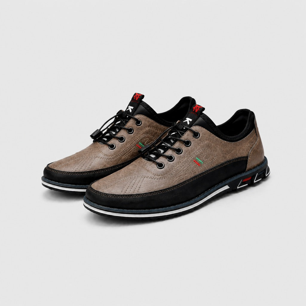 Men’s Split Leather Lace-Up Shoes Light Brown