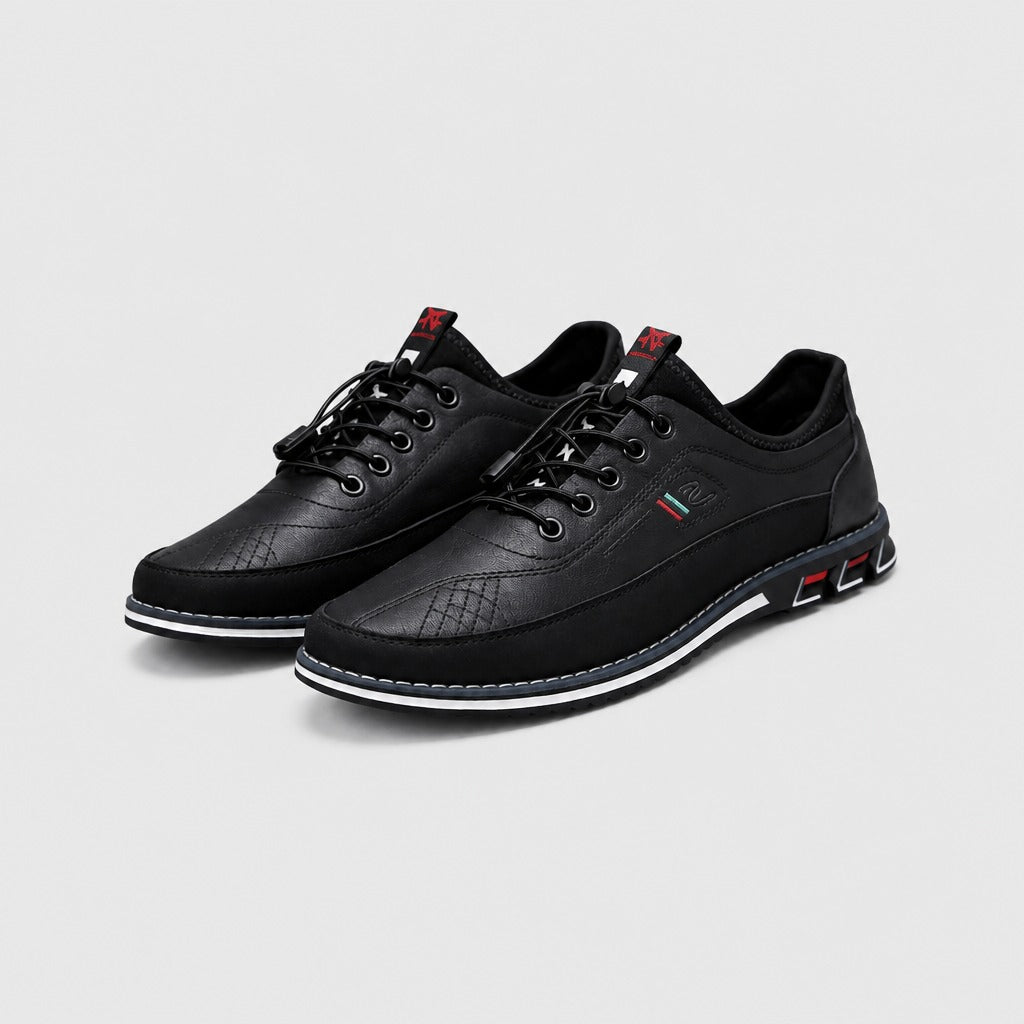 Men’s Split Leather Lace-Up Shoes Black