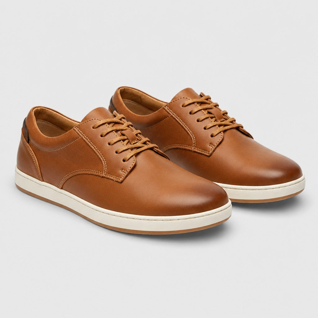 Men’s Split Leather Low-Top Lace-Up Shoes Khaki