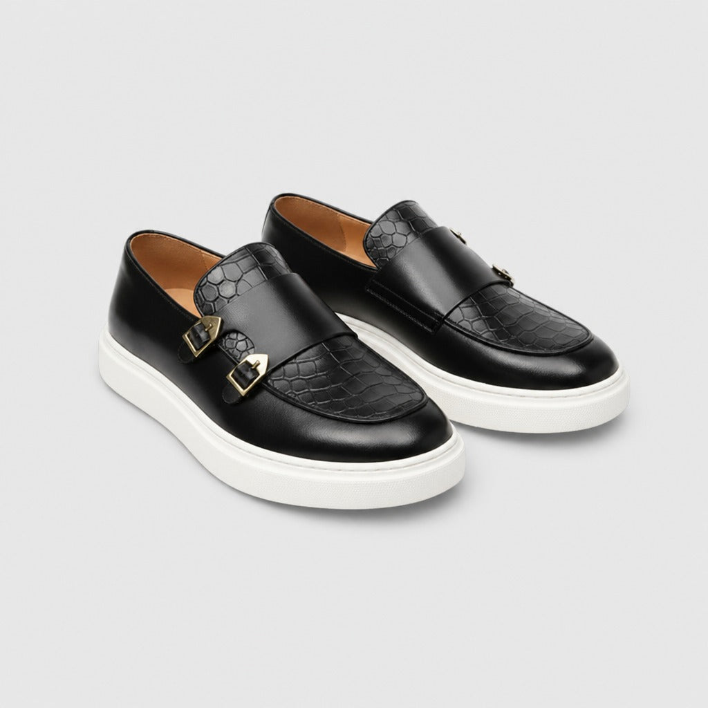Men’s Split Leather Slip-On Shoes Black pair