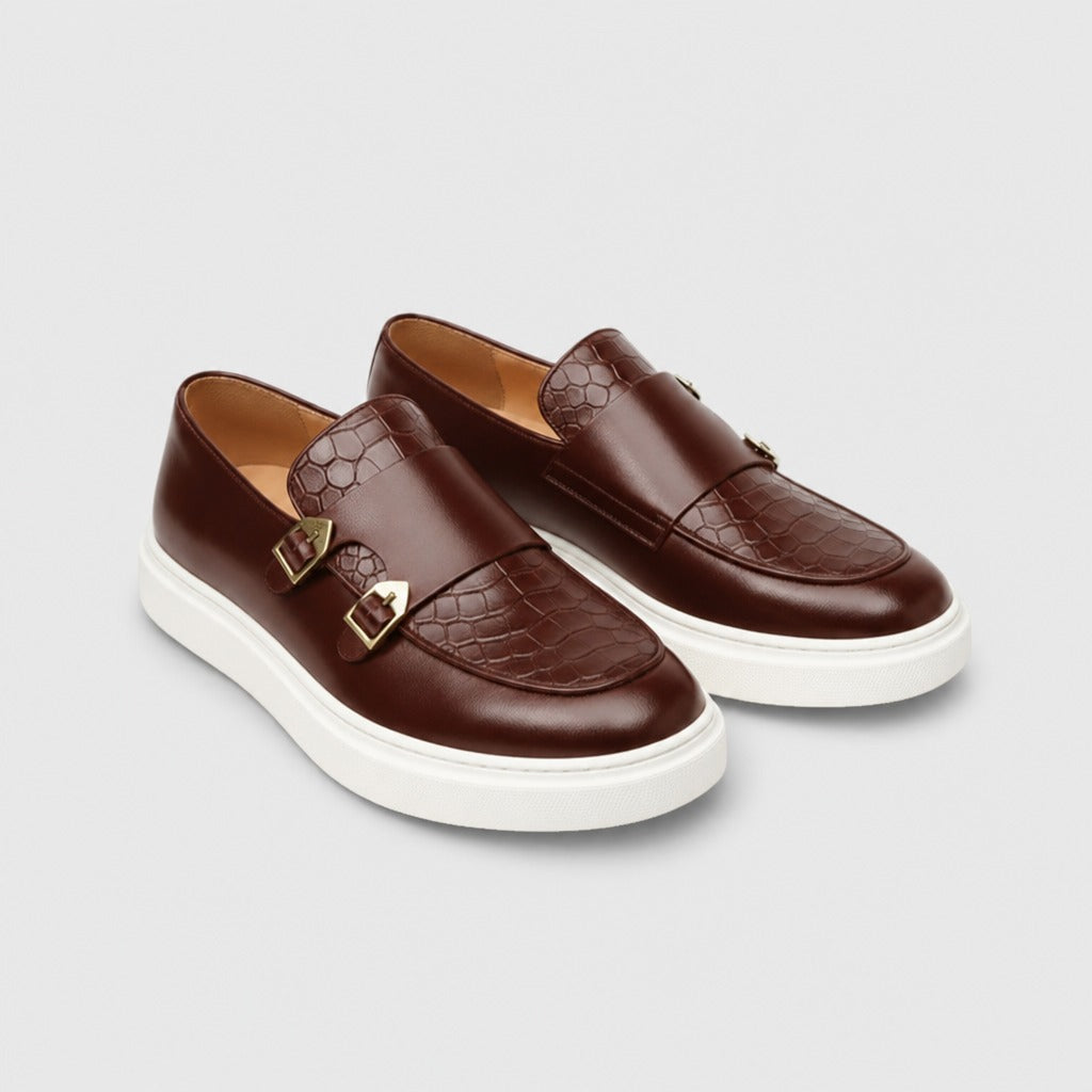 Men’s Split Leather Slip-On Shoes Brown
