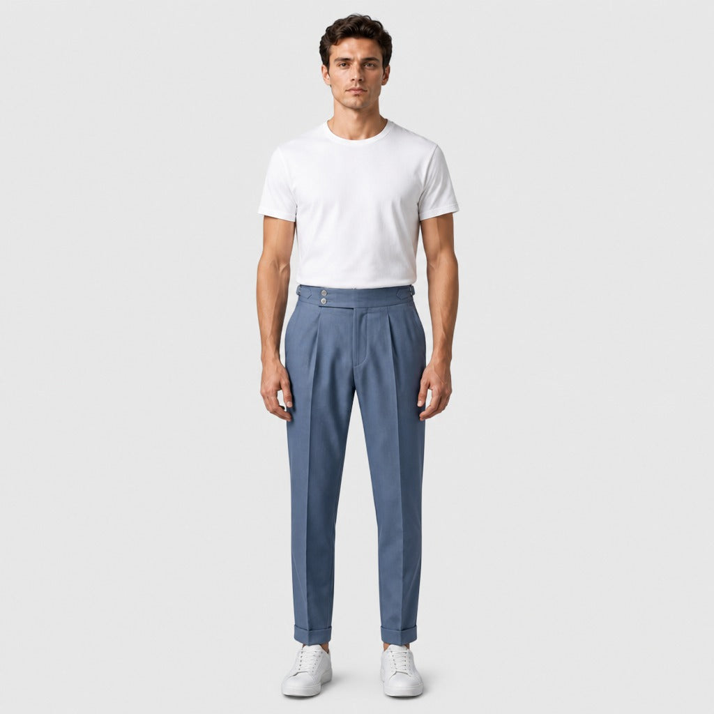 Men’s Straight Fit Jersey Trousers with Pockets Blue full length