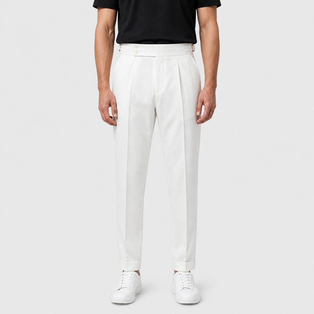 Men’s Straight Fit Jersey Trousers with Pockets White