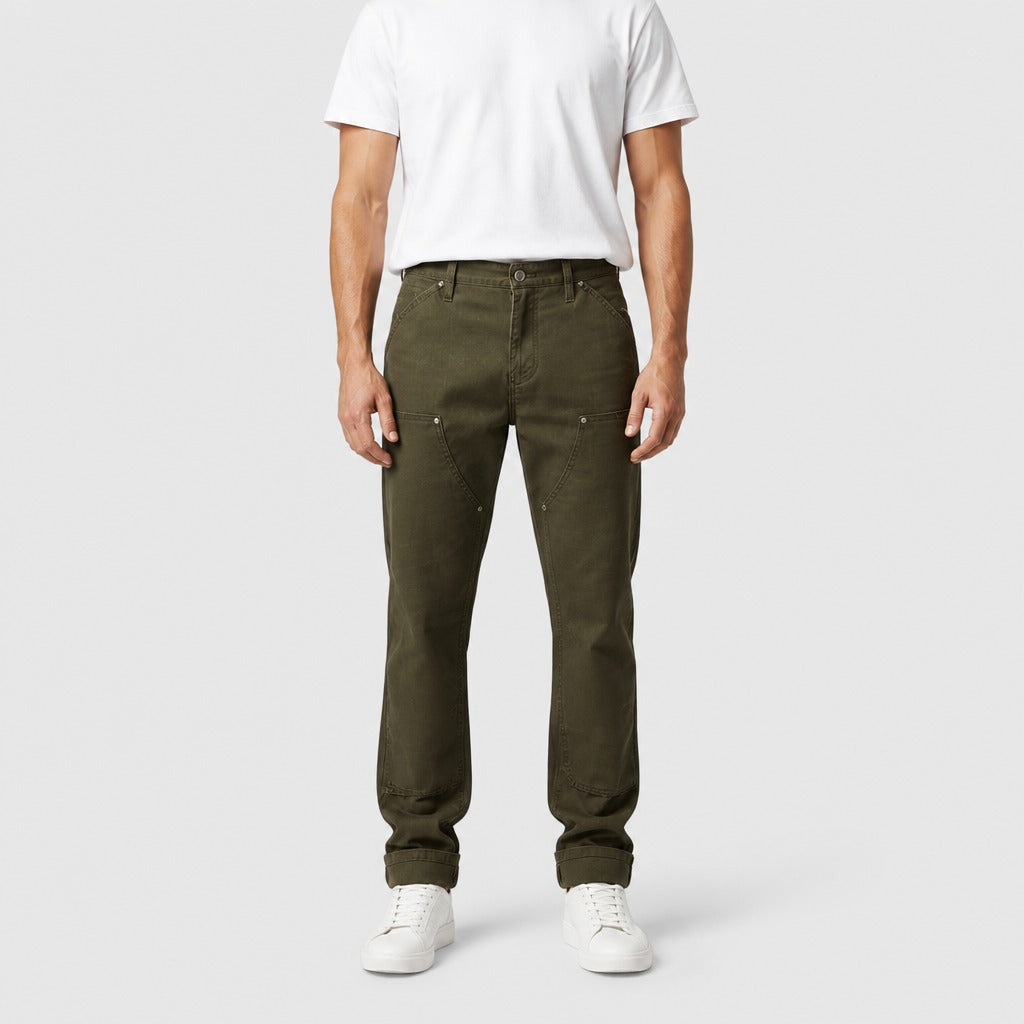Men’s Straight Leg Cotton Chinos Military Green front