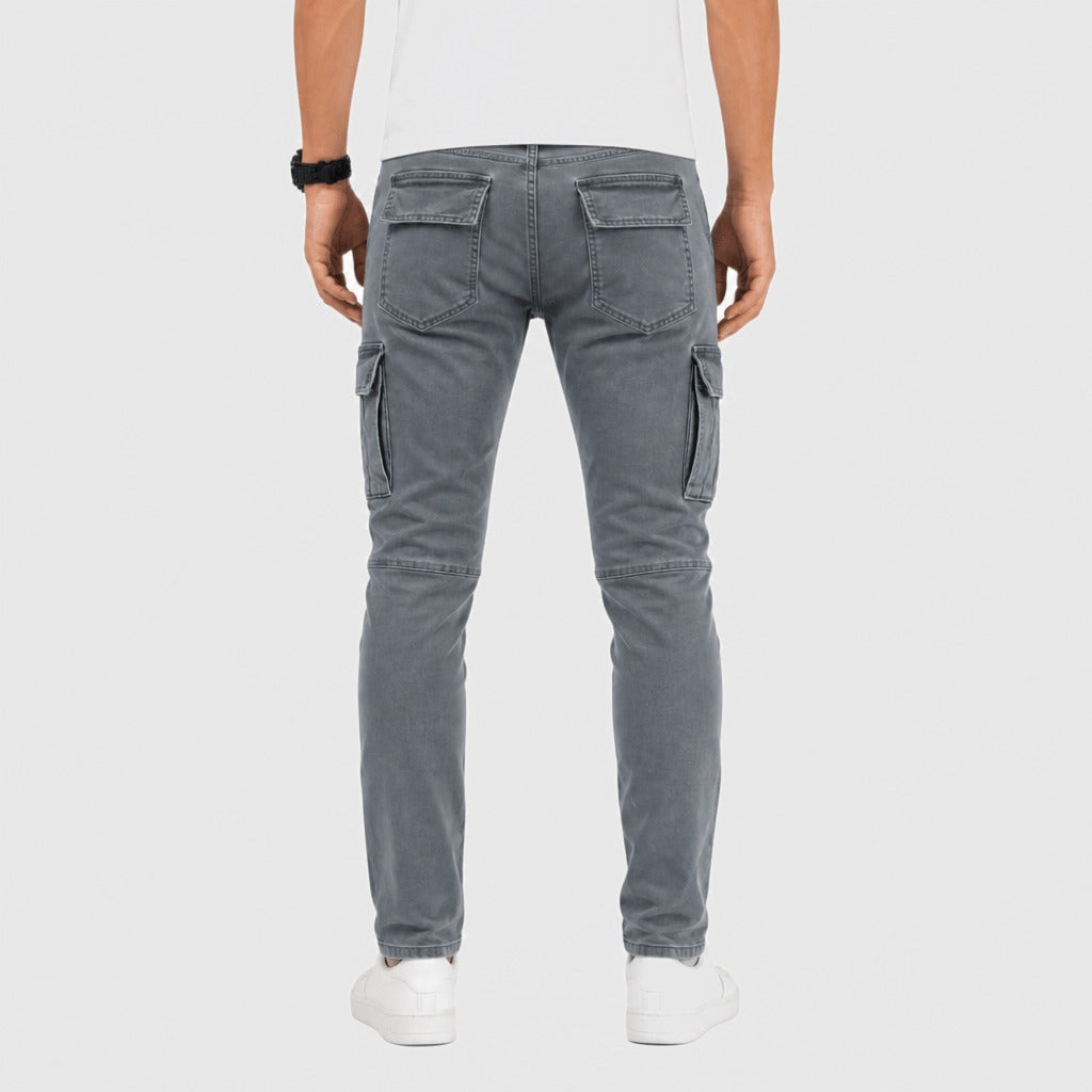 Men’s Straight Leg Cotton Joggers with Zip Fly Grey back