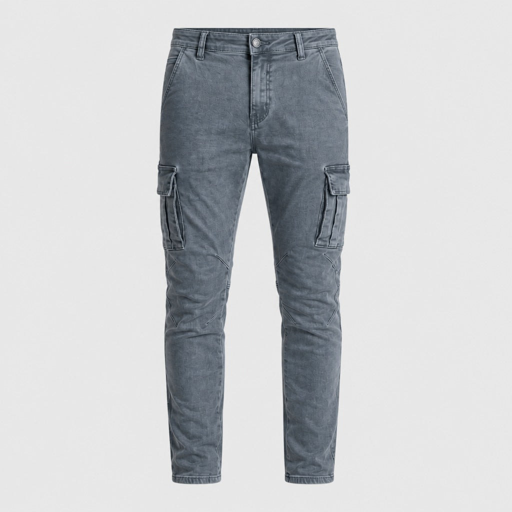 Men’s Straight Leg Cotton Joggers with Zip Fly Grey product front