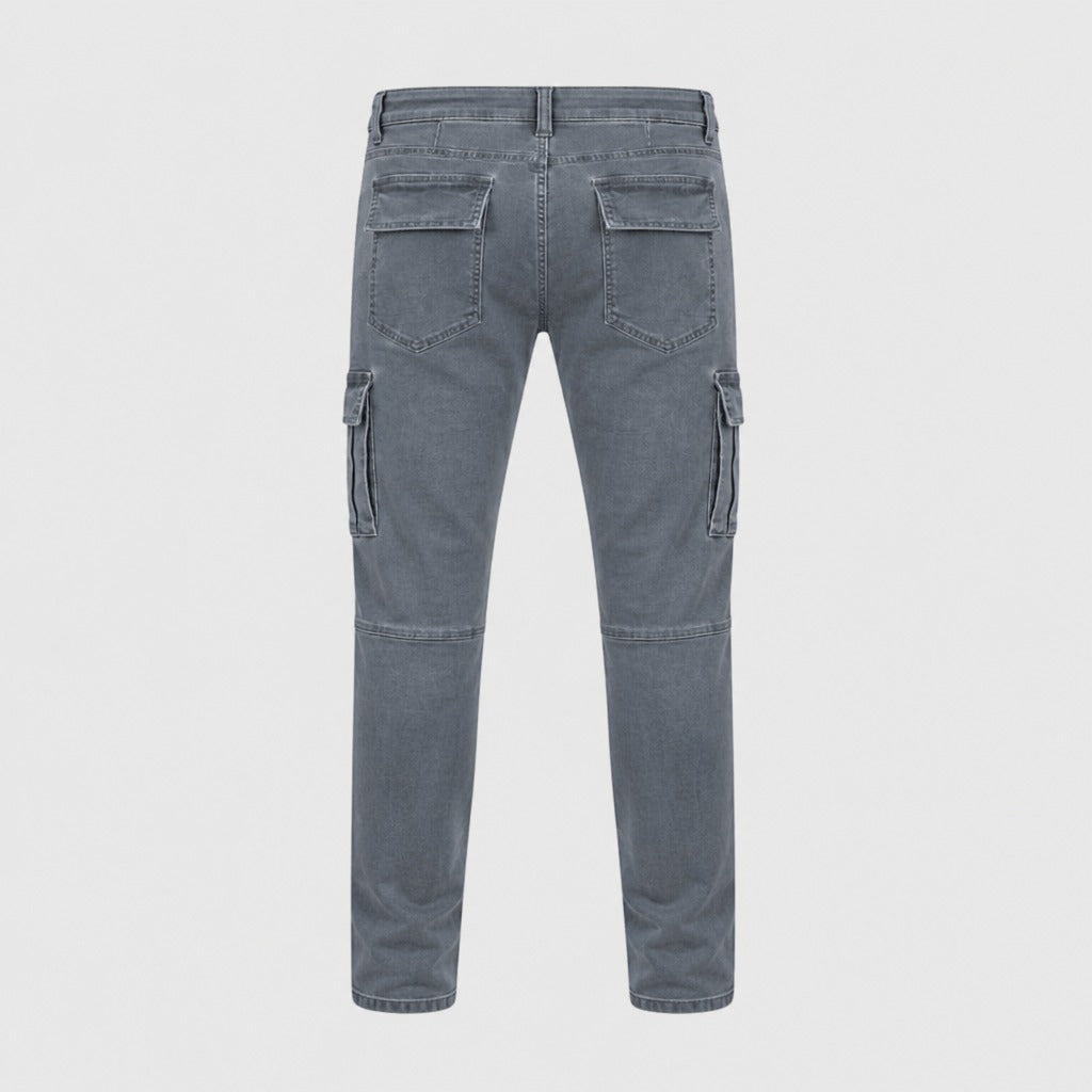 Men’s Straight Leg Cotton Joggers with Zip Fly Grey product back