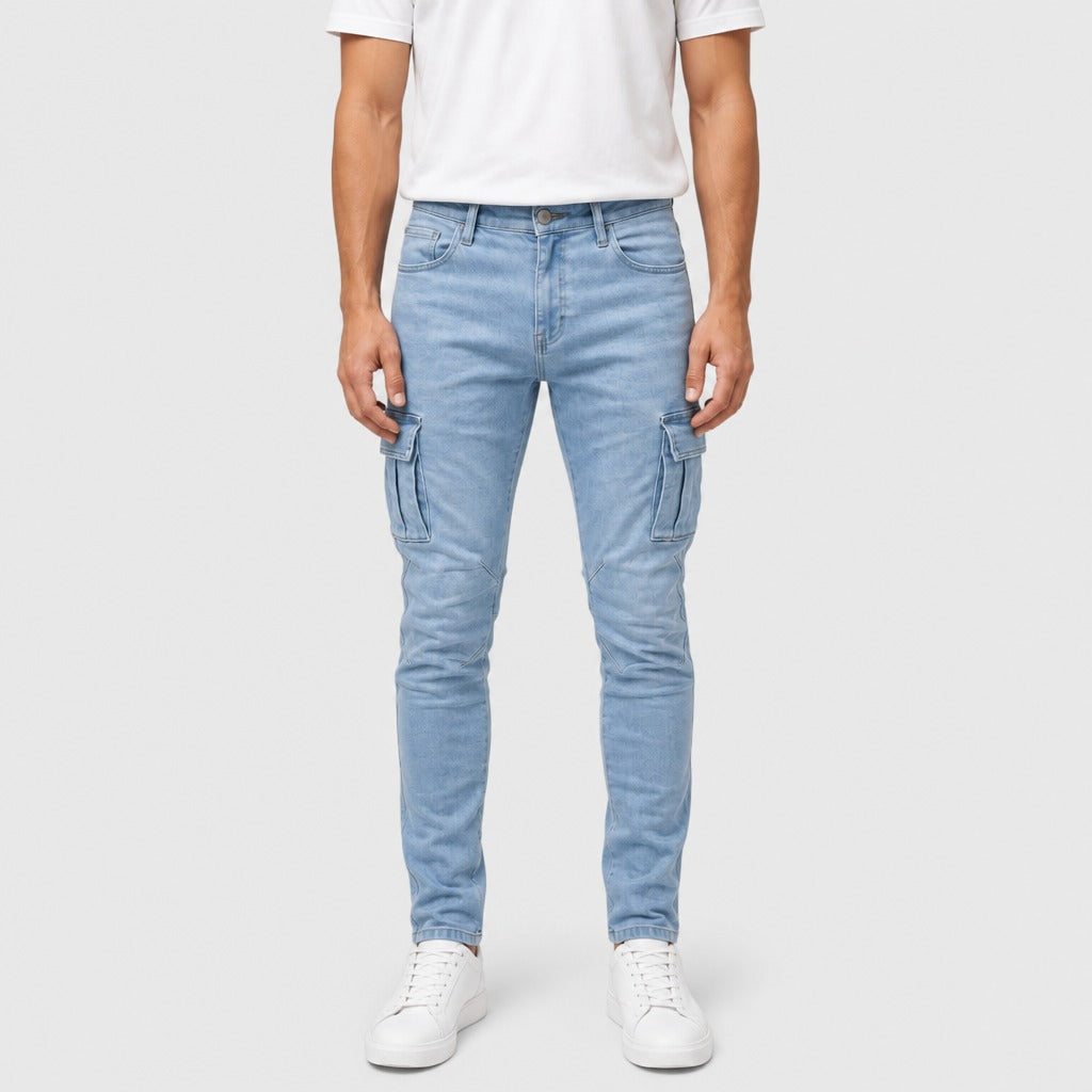 Men’s Straight Leg Cotton Joggers with Zip Fly Blue