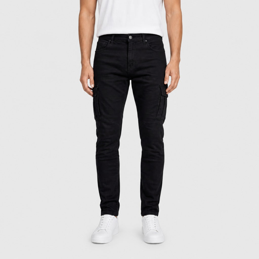 Men’s Straight Leg Cotton Joggers with Zip Fly Black