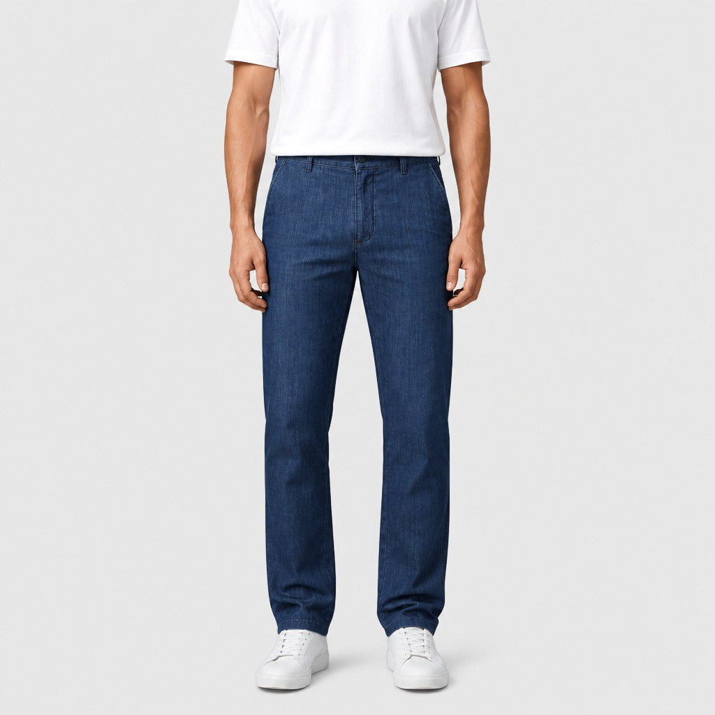Men’s Straight Leg Cotton Lyocell Jeans Blue front