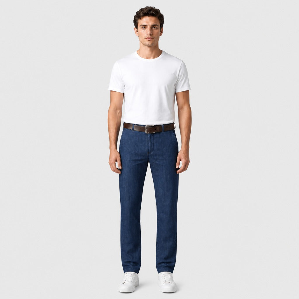 Men’s Straight Leg Cotton Lyocell Jeans Blue full length