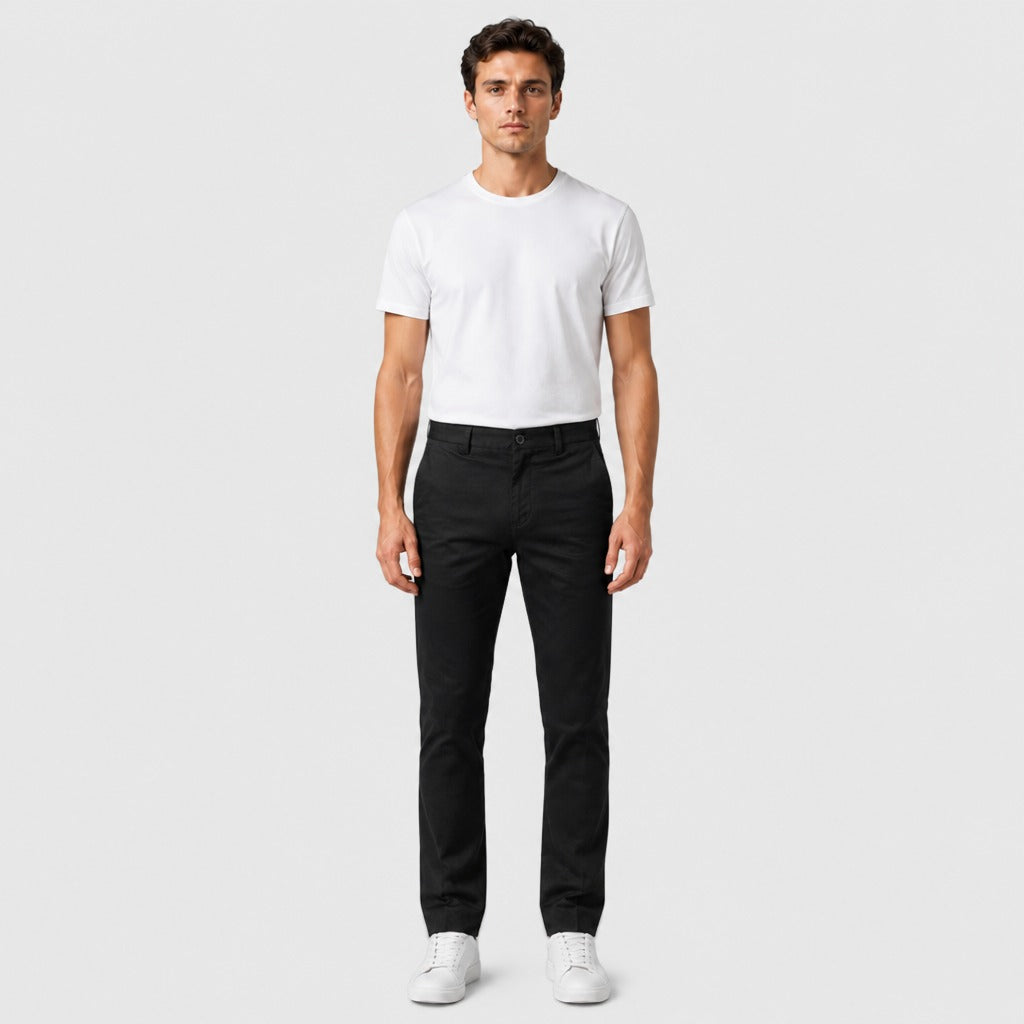 Men’s Straight Leg Trousers with Pockets Black full length