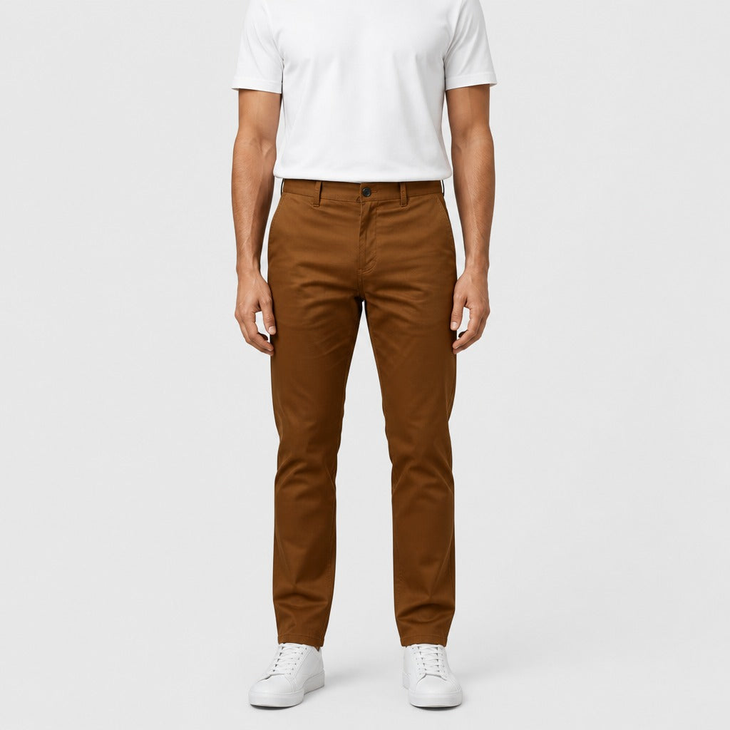 Men’s Straight Leg Trousers with Pockets Brown