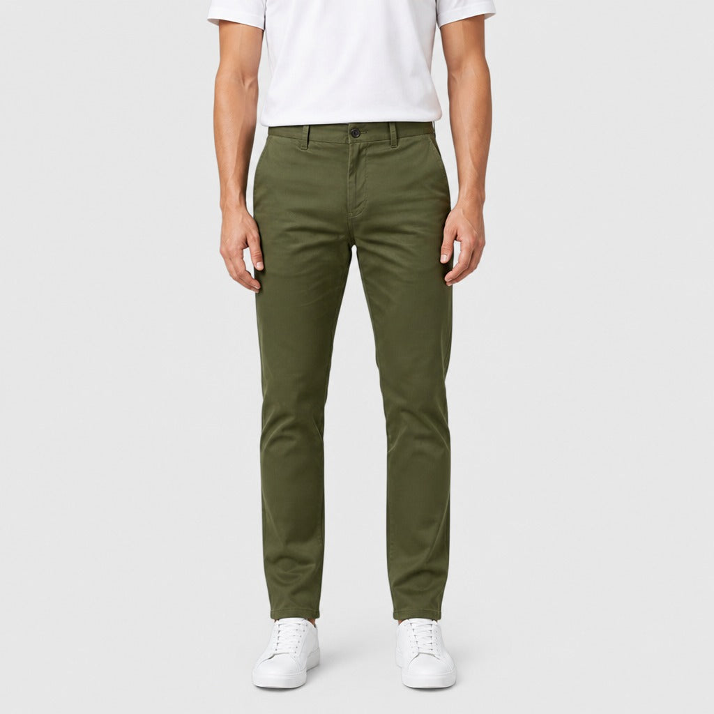 Men’s Straight Leg Trousers with Pockets Military Green