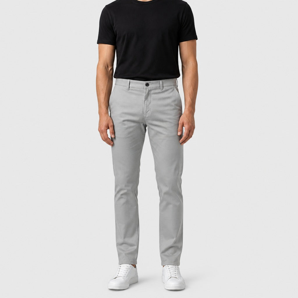 Men’s Straight Leg Trousers with Pockets Light Grey