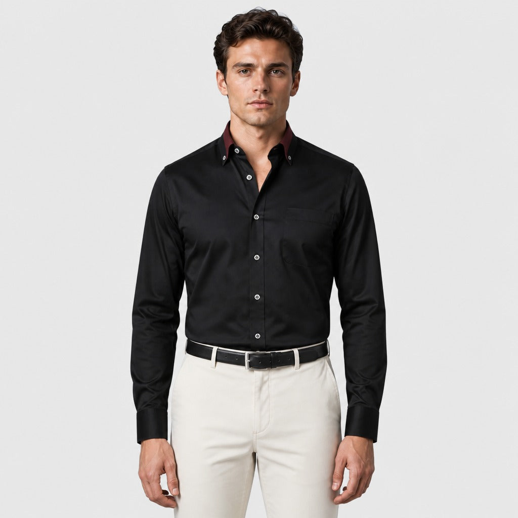 Men’s Stretch Button-Down Shirt Black front