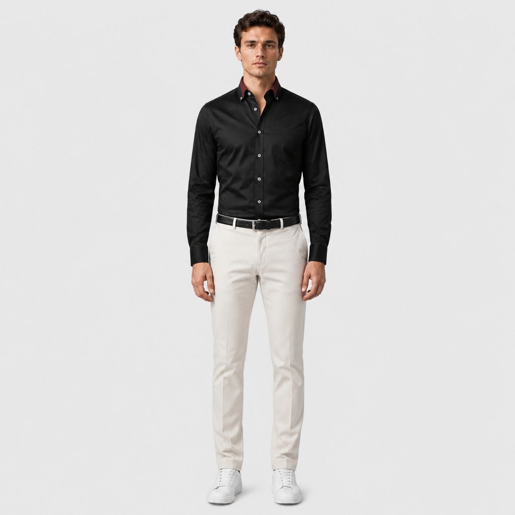 Men’s Stretch Button-Down Shirt Black full length