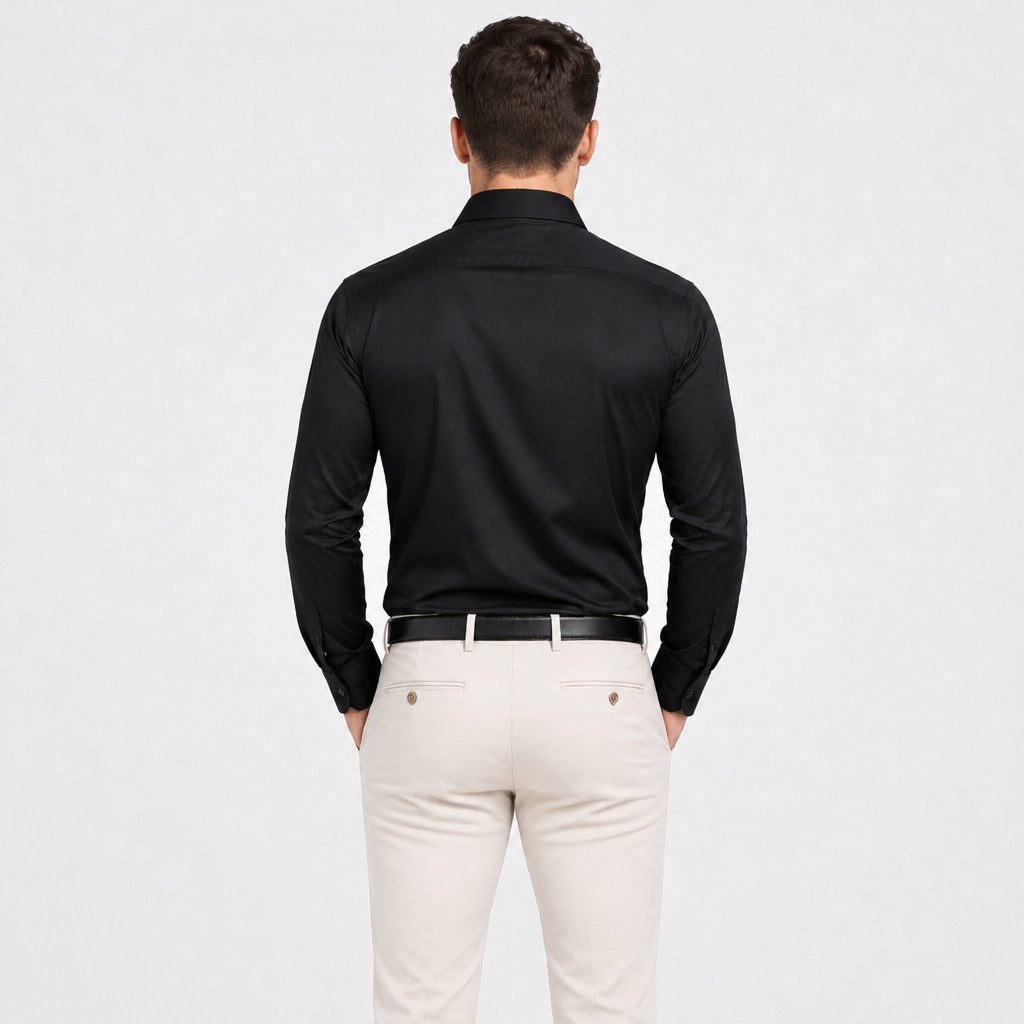 Men’s Stretch Button-Down Shirt Black back