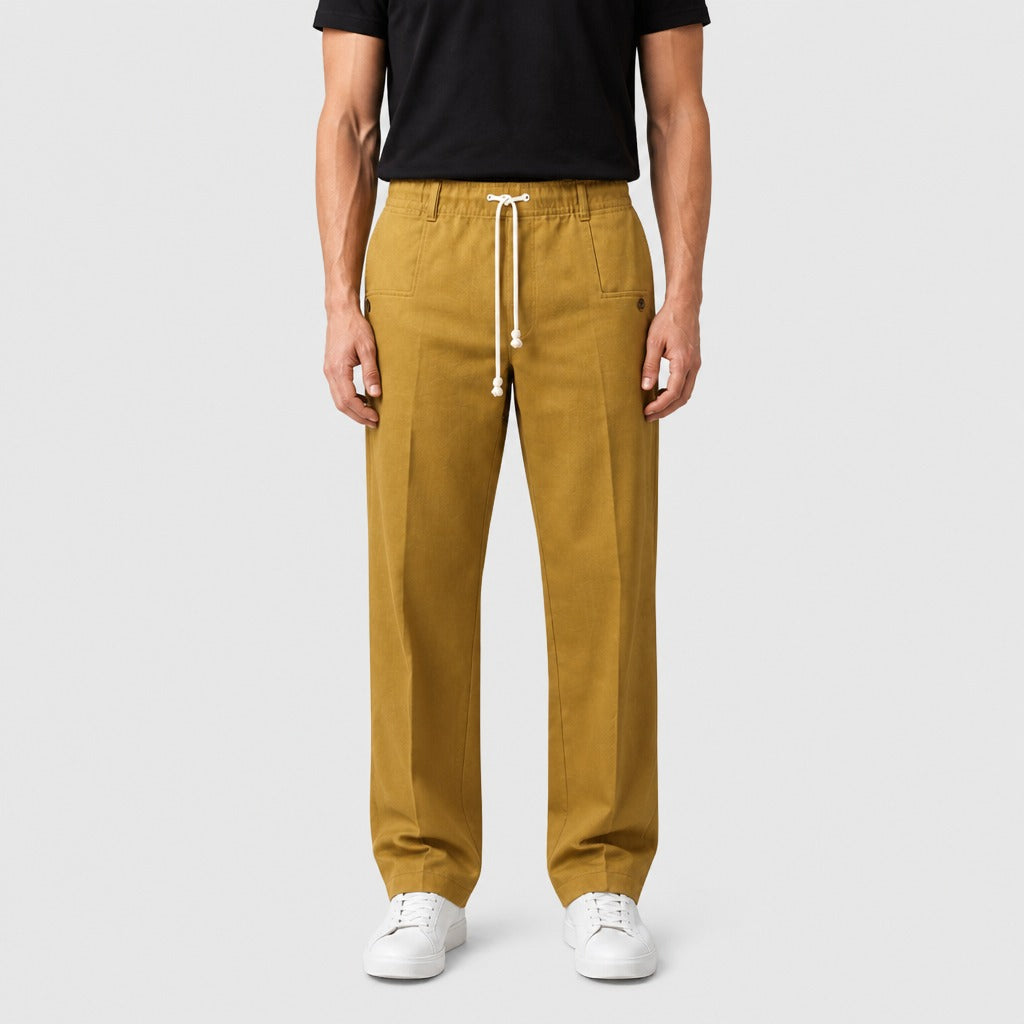 Men’s Stretch Twill Straight Leg Trousers Khaki front