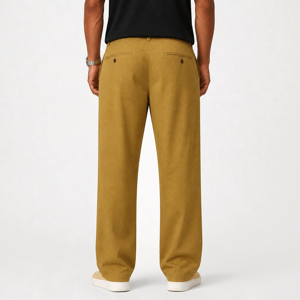 Men’s Stretch Twill Straight Leg Trousers Khaki back
