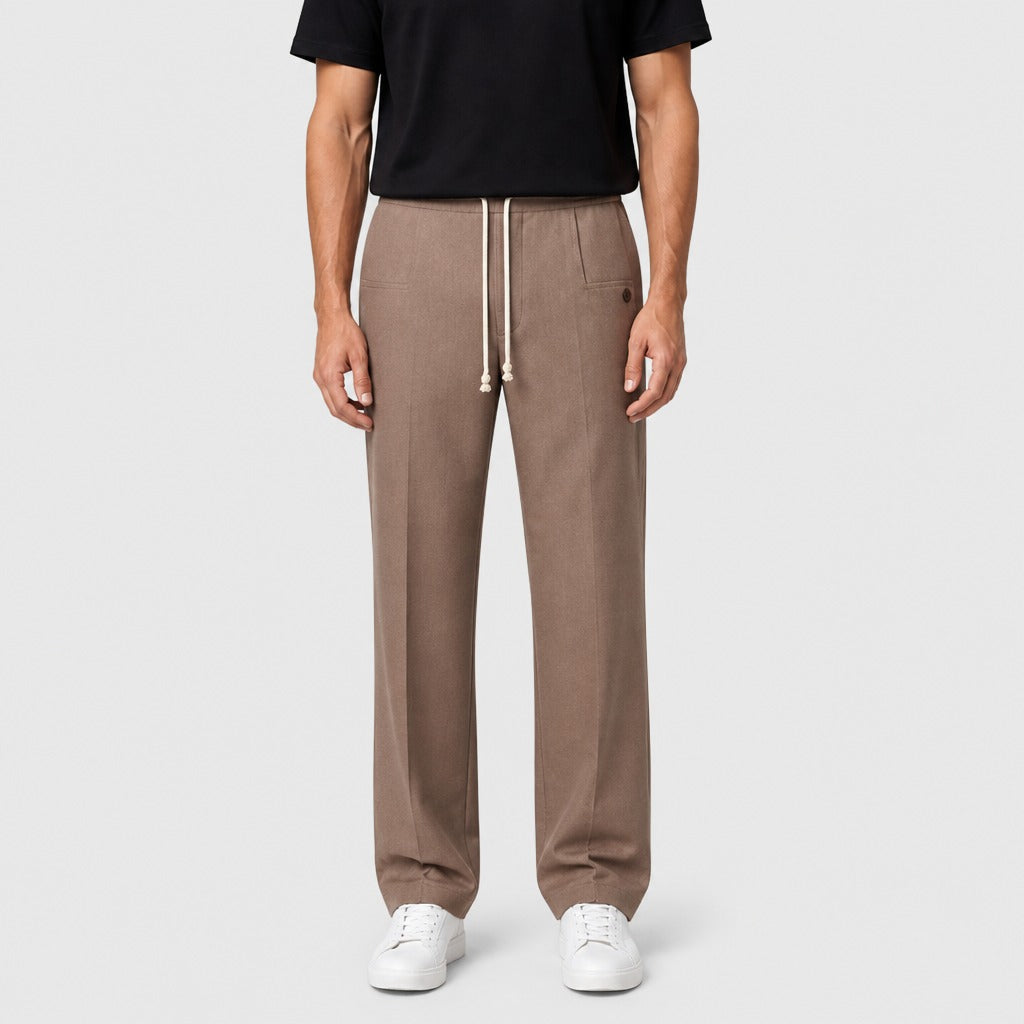 Men’s Stretch Twill Straight Leg Trousers Light Brown