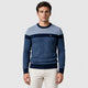 Men’s Striped Cotton Crew Neck Jumper Blue front