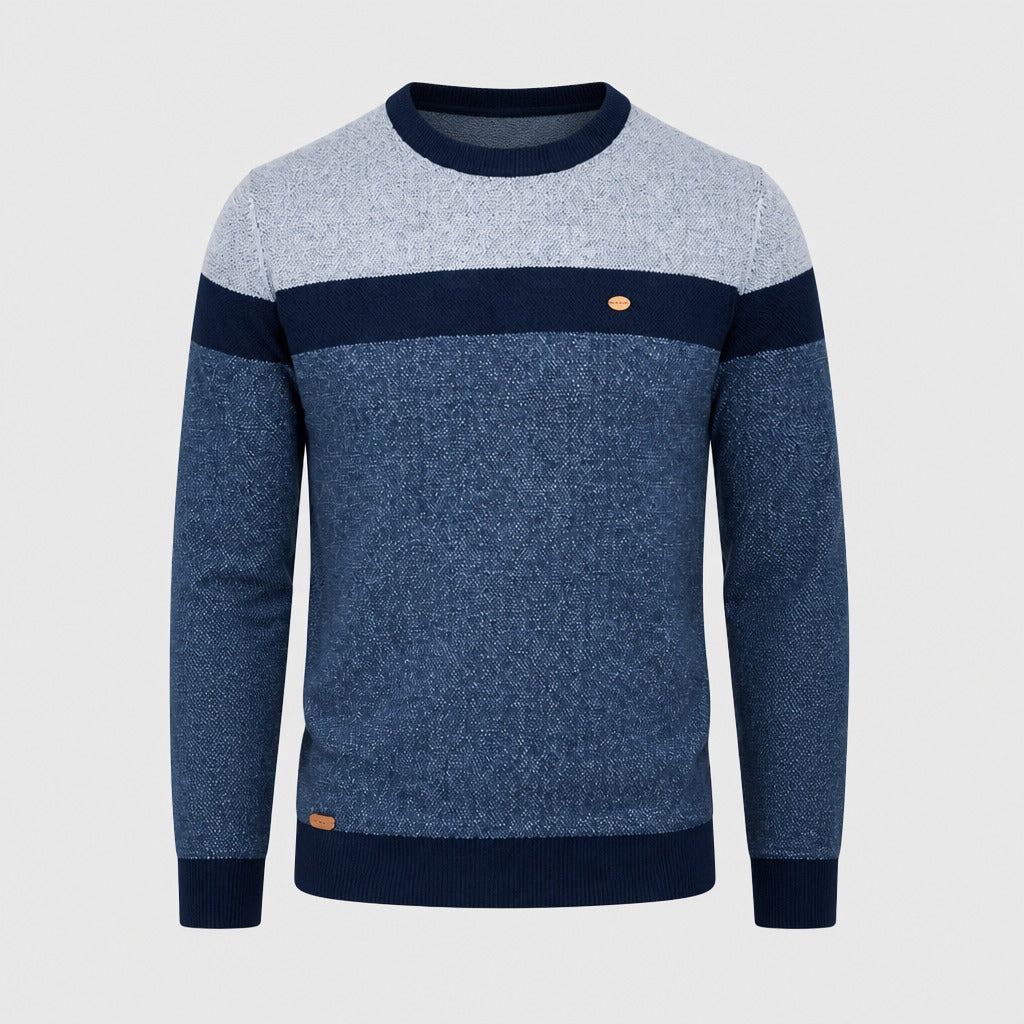 Men’s Striped Cotton Crew Neck Jumper Blue product front