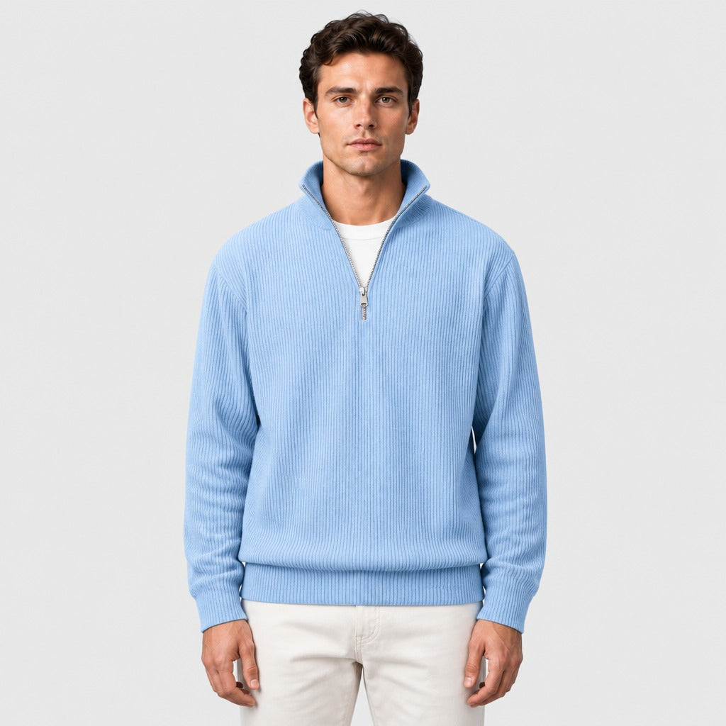 Men’s Striped Zip-Up Sweatshirt Blue front