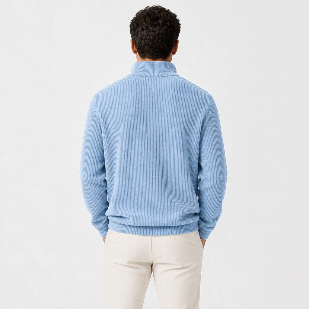 Men’s Striped Zip-Up Sweatshirt Blue back