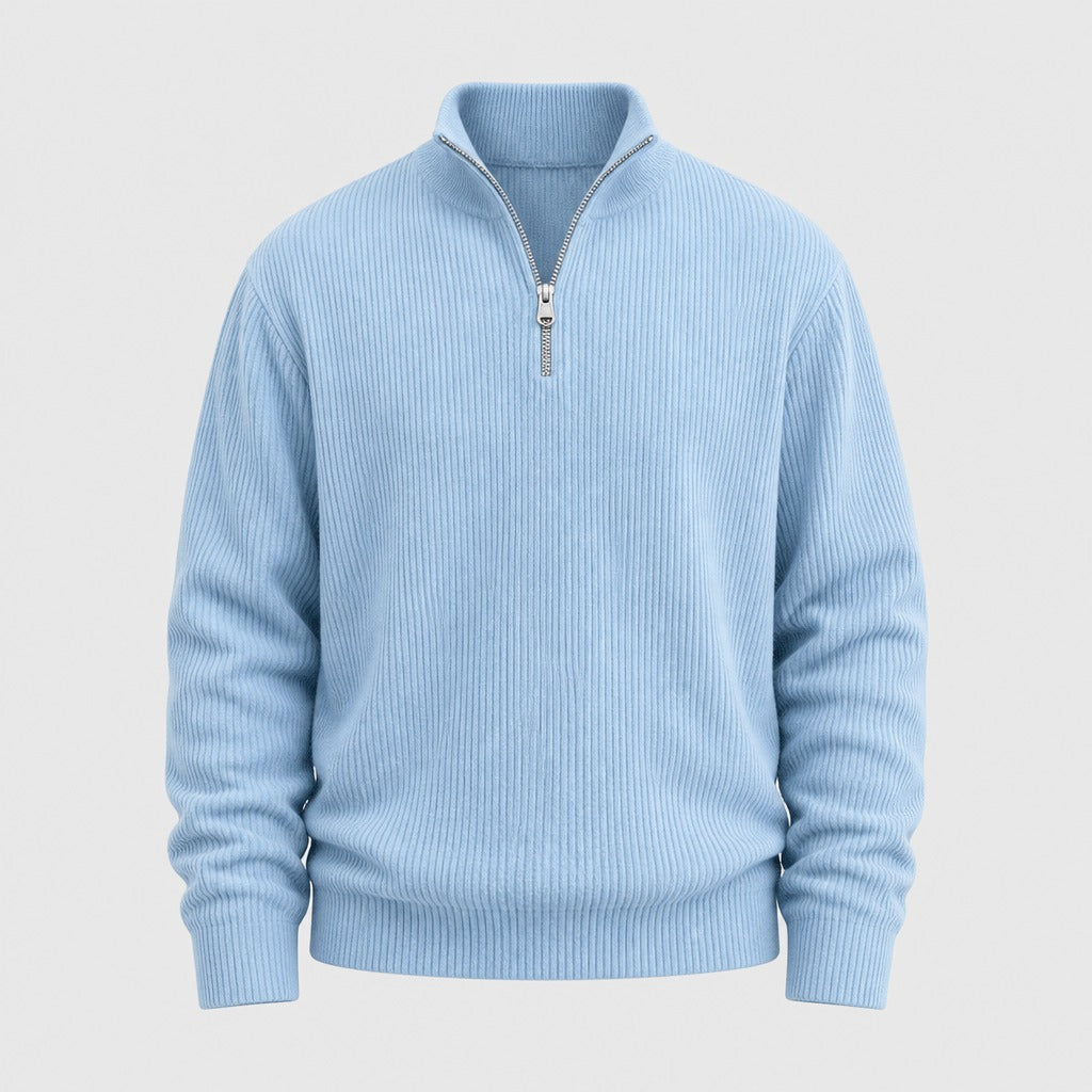 Men’s Striped Zip-Up Sweatshirt Blue product front