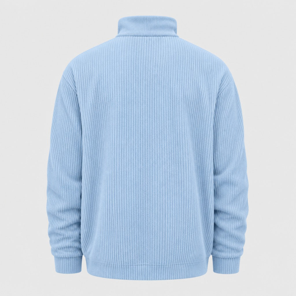 Men’s Striped Zip-Up Sweatshirt Blue product back